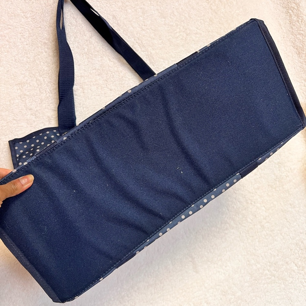 Thirty-One Navy and White Polka Dot Tote - Picture 2 of 7